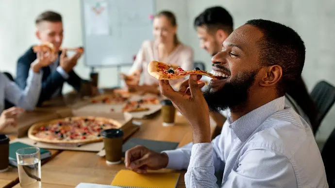 a photo for employees in a lunch breack